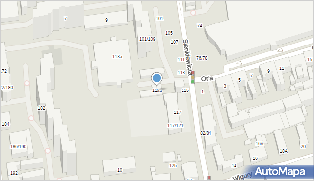 Łódź, Sienkiewicza Henryka, 115a, mapa Łodzi