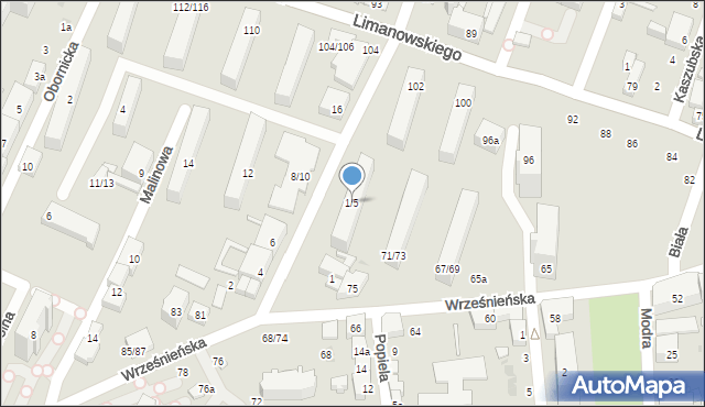 Łódź, Sierakowskiego, 1/5, mapa Łodzi