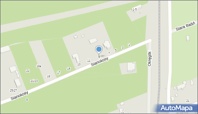 Łódź, Sianokosy, 9, mapa Łodzi