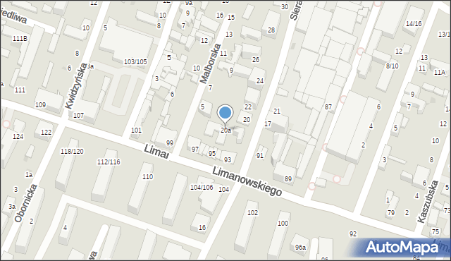 Łódź, Sierakowskiego, 20a, mapa Łodzi