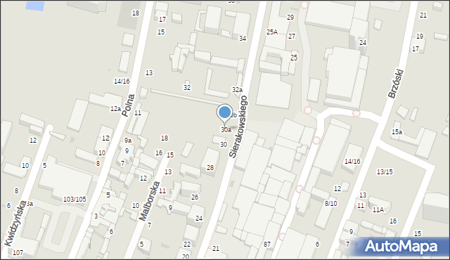 Łódź, Sierakowskiego, 30a, mapa Łodzi
