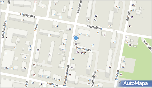 Łódź, Sierakowskiego, 45, mapa Łodzi