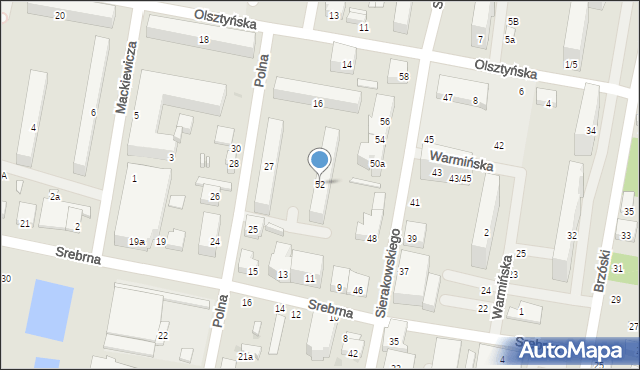 Łódź, Sierakowskiego, 52, mapa Łodzi