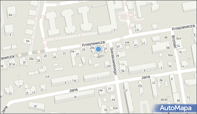 Łódź, Sierakowskiego, 102, mapa Łodzi