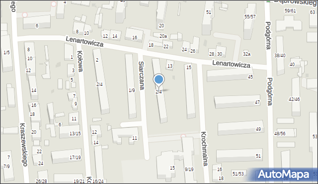 Łódź, Siarczana, 2/4, mapa Łodzi