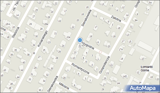 Łomianki, Sierakowska, 21, mapa Łomianki