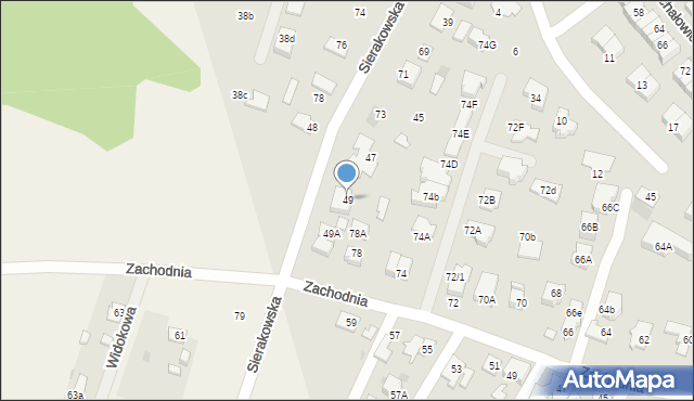 Łomianki, Sierakowska, 49, mapa Łomianki