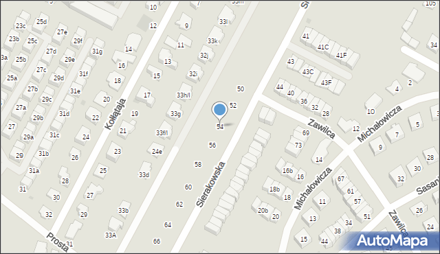 Łomianki, Sierakowska, 54, mapa Łomianki