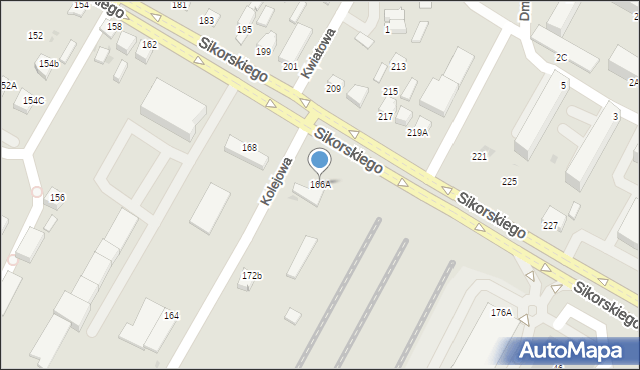 Łomża, Sikorskiego Władysława, gen., 166A, mapa Łomży