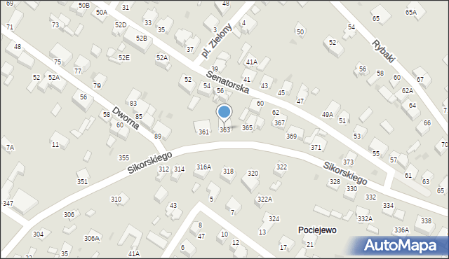 Łomża, Sikorskiego Władysława, gen., 363, mapa Łomży