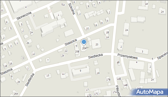 Łosice, Siedlecka, 20A, mapa Łosice