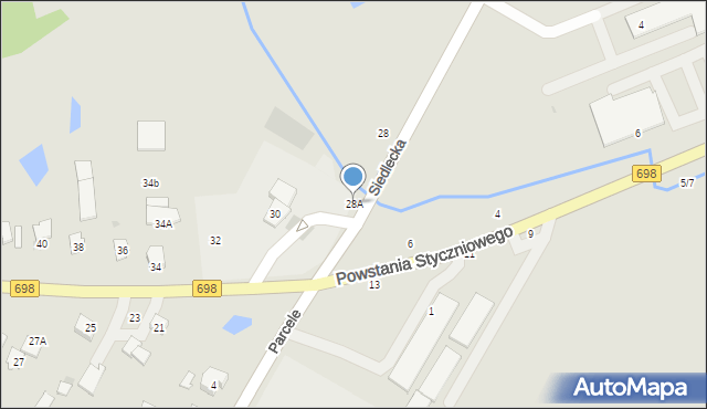 Łosice, Siedlecka, 28A, mapa Łosice