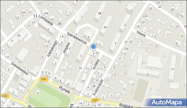 Łosice, Sienkiewicza Henryka, 1, mapa Łosice