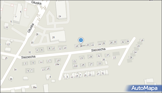 Lublin, Sieciecha Wojciecha, 18, mapa Lublina