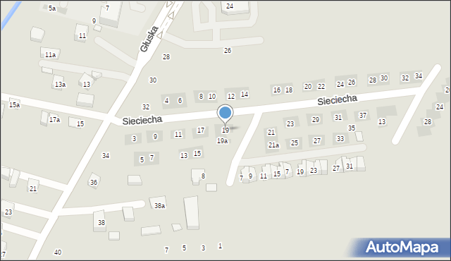 Lublin, Sieciecha Wojciecha, 19, mapa Lublina