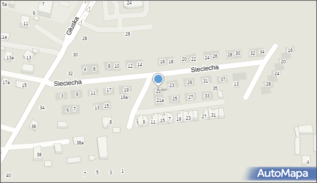 Lublin, Sieciecha Wojciecha, 21, mapa Lublina