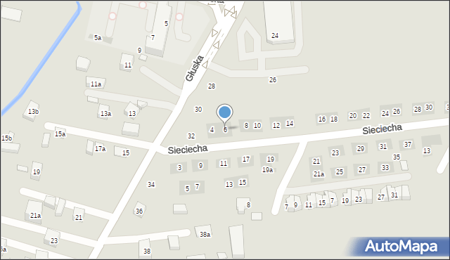 Lublin, Sieciecha Wojciecha, 6, mapa Lublina