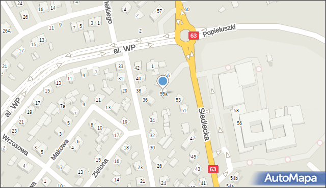 Łuków, Siedlecka, 55a, mapa Łuków