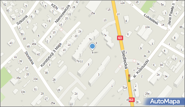 Łuków, Siedlecka, 7, mapa Łuków