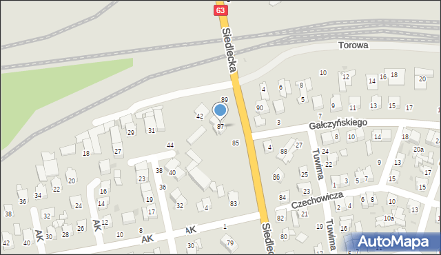 Łuków, Siedlecka, 87, mapa Łuków
