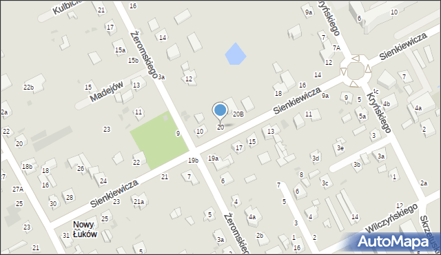 Łuków, Sienkiewicza Henryka, 20, mapa Łuków