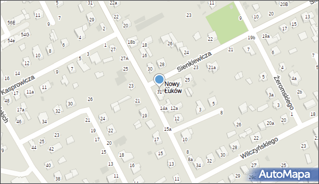 Łuków, Sienkiewicza Henryka, 31, mapa Łuków