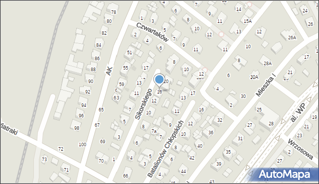 Łuków, Sikorskiego Władysława, gen., 16, mapa Łuków