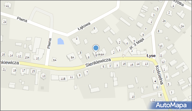 Łyse, Sienkiewicza Henryka, 4, mapa Łyse
