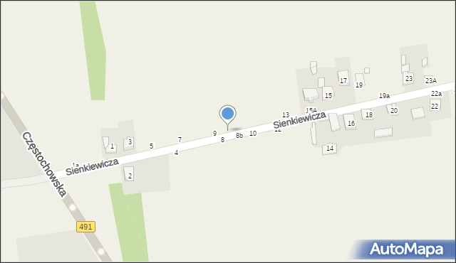 Miedźno, Sienkiewicza Henryka, 9a, mapa Miedźno