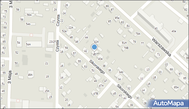 Międzyrzec Podlaski, Sikorskiego Władysława, gen., 40, mapa Międzyrzec Podlaski