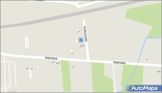 Międzyrzec Podlaski, Siteńska, 21A, mapa Międzyrzec Podlaski