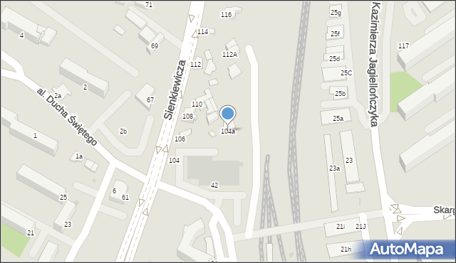 Mielec, Sienkiewicza Henryka, 104a, mapa Mielca