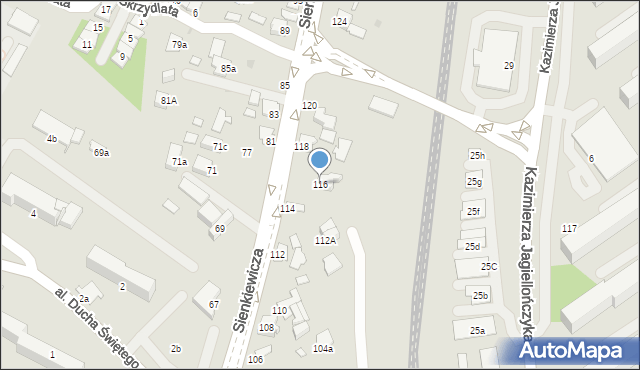 Mielec, Sienkiewicza Henryka, 116, mapa Mielca