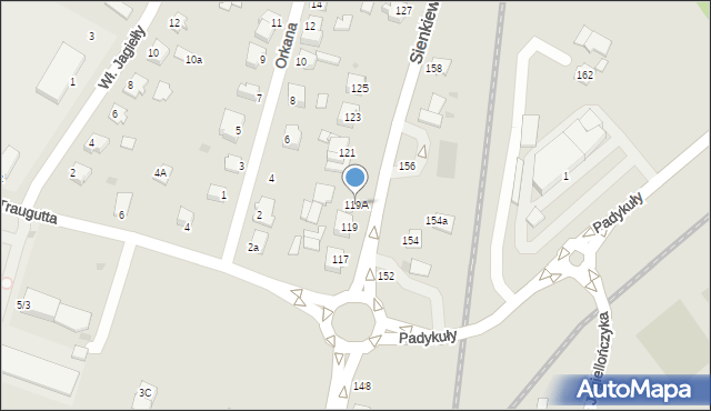 Mielec, Sienkiewicza Henryka, 119A, mapa Mielca