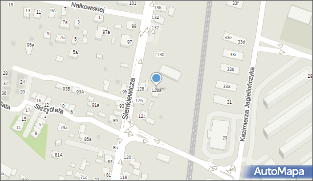 Mielec, Sienkiewicza Henryka, 128a, mapa Mielca