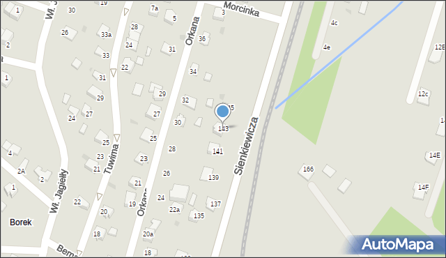 Mielec, Sienkiewicza Henryka, 143, mapa Mielca