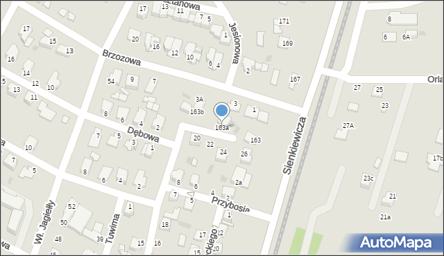 Mielec, Sienkiewicza Henryka, 163a, mapa Mielca