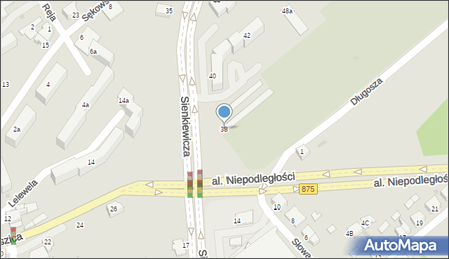 Mielec, Sienkiewicza Henryka, 38, mapa Mielca