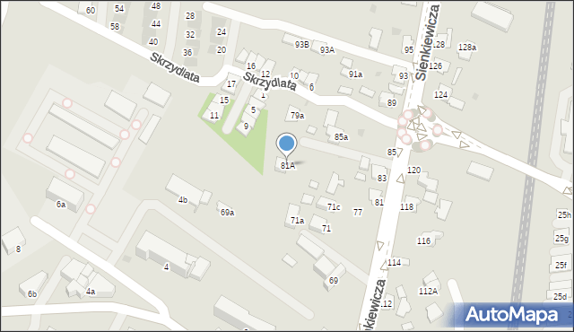 Mielec, Sienkiewicza Henryka, 81A, mapa Mielca