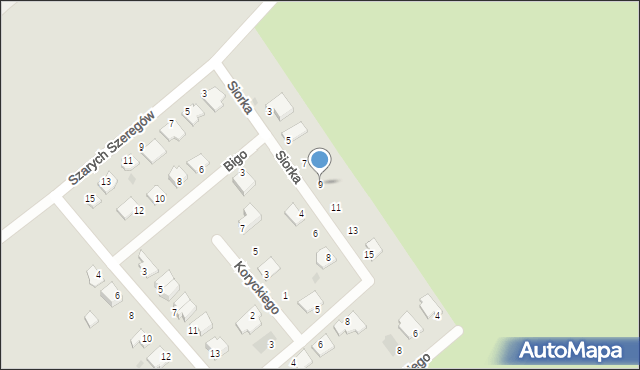 Mielec, Siorka, 9, mapa Mielca