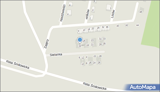 Mikołów, Sielanka, 11, mapa Mikołów