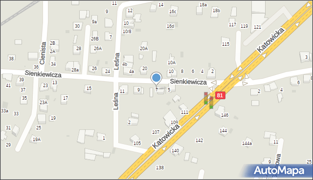 Mikołów, Sienkiewicza Henryka, 7, mapa Mikołów
