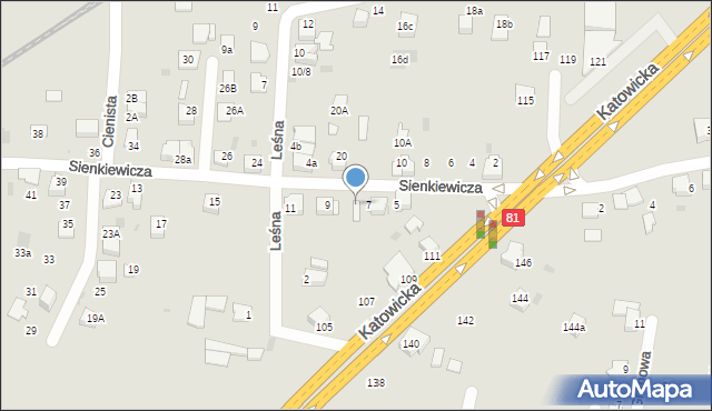 Mikołów, Sienkiewicza Henryka, 9a, mapa Mikołów