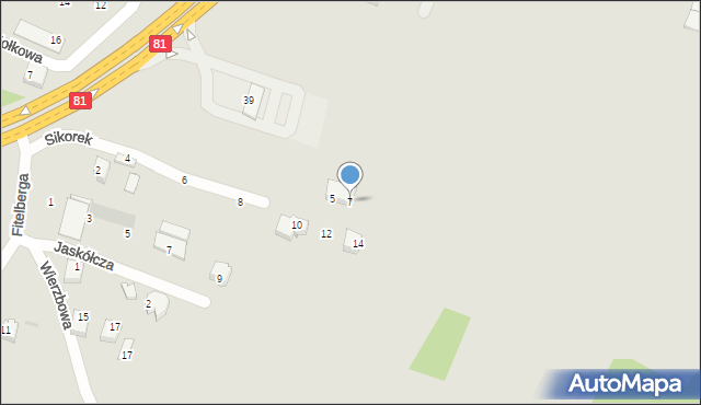 Mikołów, Sikorek, 7, mapa Mikołów