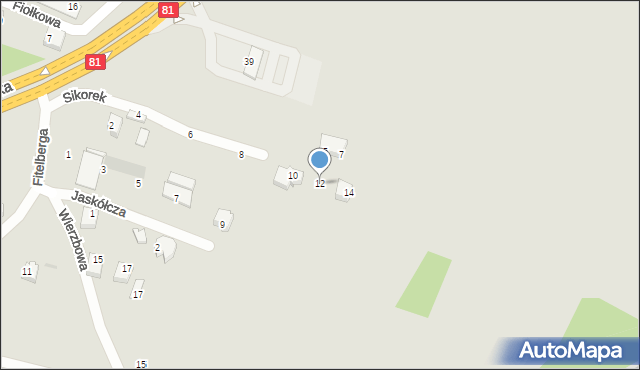Mikołów, Sikorek, 12, mapa Mikołów