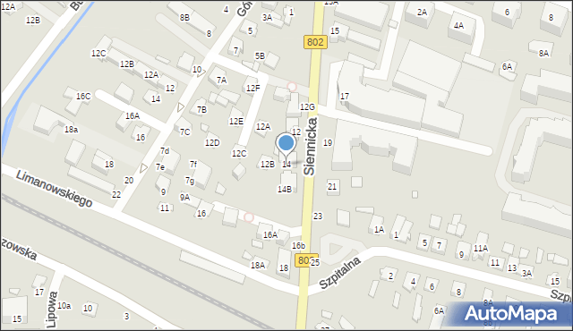 Mińsk Mazowiecki, Siennicka, 14, mapa Mińsk Mazowiecki