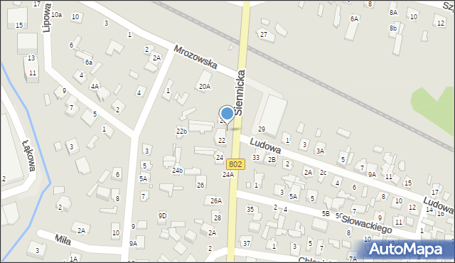 Mińsk Mazowiecki, Siennicka, 22A, mapa Mińsk Mazowiecki