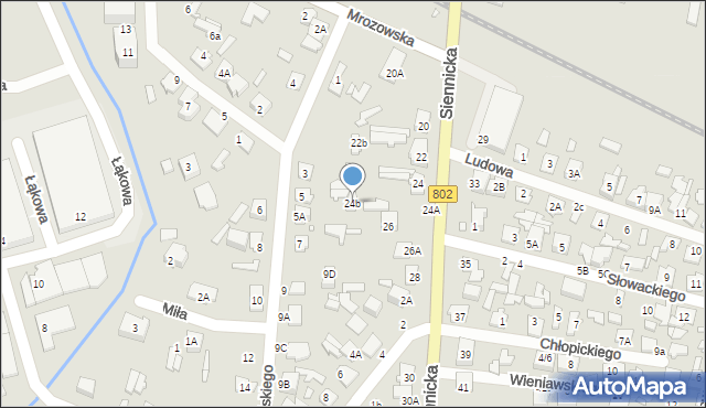 Mińsk Mazowiecki, Siennicka, 24b, mapa Mińsk Mazowiecki