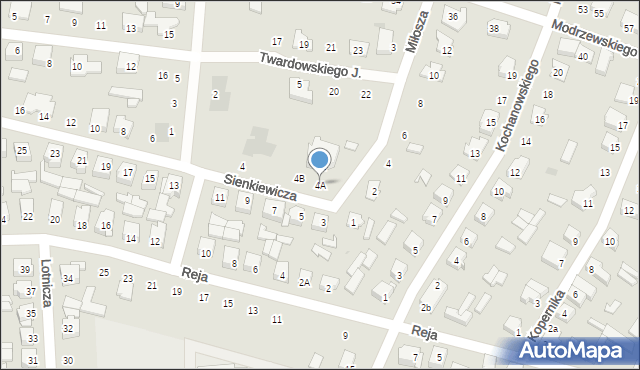Mońki, Sienkiewicza Henryka, 4A, mapa Mońki