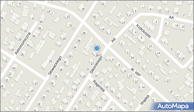 Mońki, Sikorskiego Władysława, gen., 25, mapa Mońki